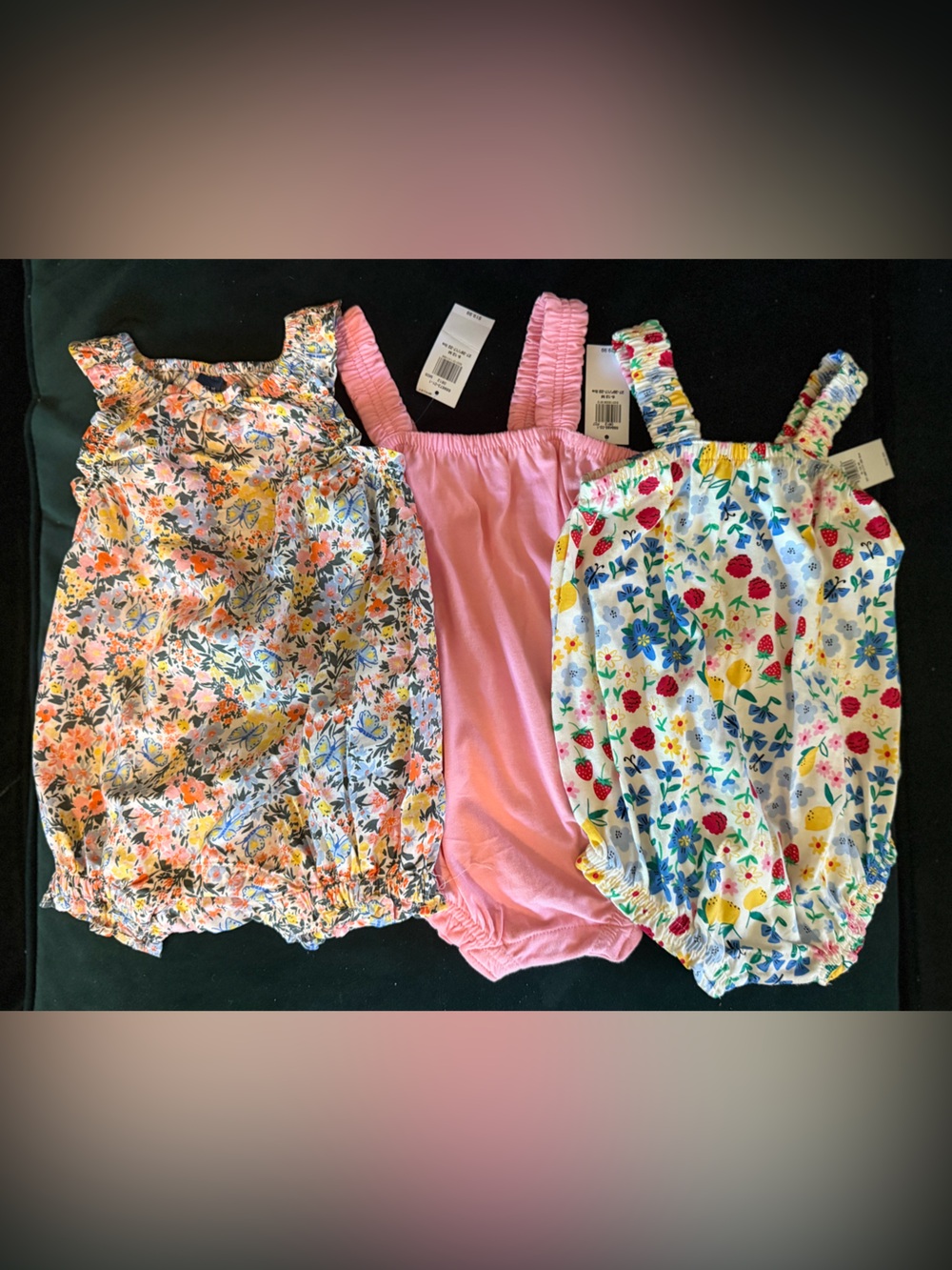 Old Navy set of 3 Baby Girls Rompers 6-12mo NWT